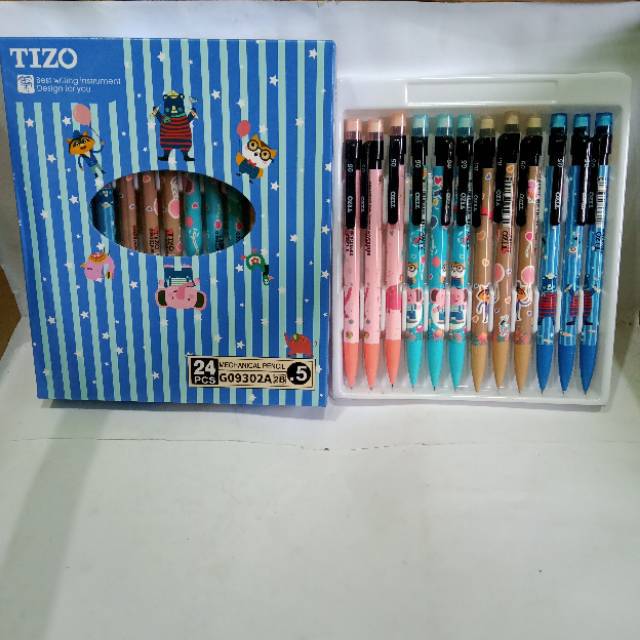 

Pensil Mekanik Kecil 0.5 mm Karakter Lucu Tizo Fancy 24Pcs Pensil Isi Tizo Fancy