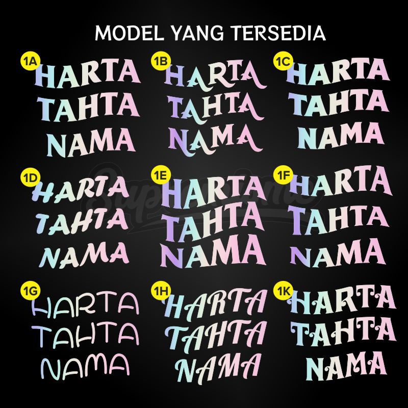 Stiker Hologram Custom Nama Harta Tahta Wanita Premium Holographic (Langsung Jadi)