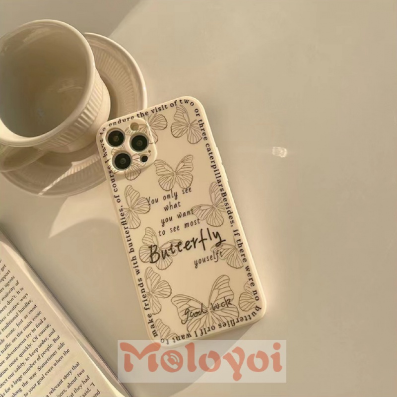 Case for Iphone 8 7 6 6S Plus Xr X Xs Max Iphone 13 12 11 Pro Max White Pretty Butterfly Soft Silicone Protective Cover