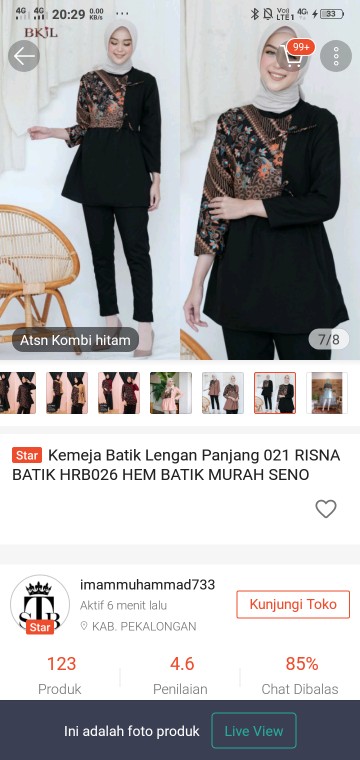 Kemeja Batik Lengan Panjang 021 Risna Batik Hrb026 Hem Batik Murah Seno Sogan Bakung Padi Manggar