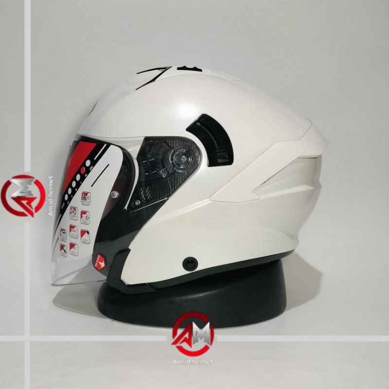 Jual HELM KYT NFJ SOLID PLAIN WHITE DOUBLE VISOR KYT HELM NFJ PUTIH