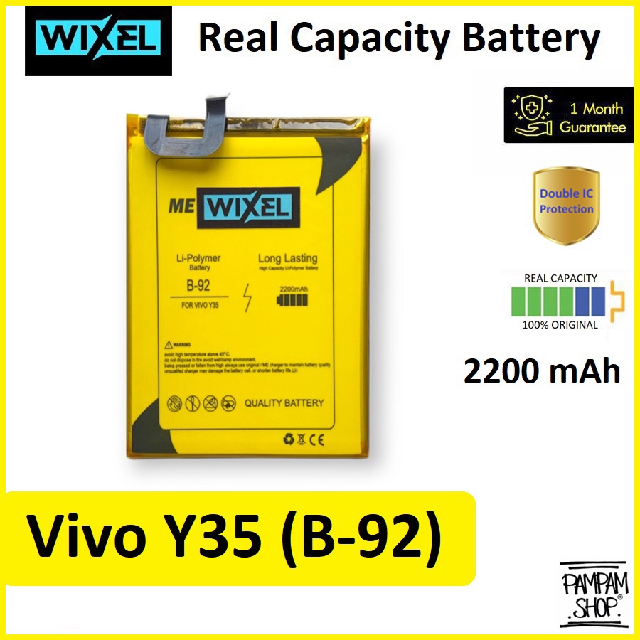 WIXEL ME Baterai Vivo Y35 B-92 B92 B 92 Real Capacity Battery Original Batre Batrai HP Handphone Ori