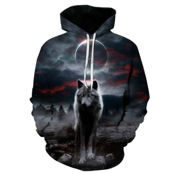 Jaket Sukajan/Hoodie Full Print/Jaket Custom/The Wolf/Baju jaket Serigala
