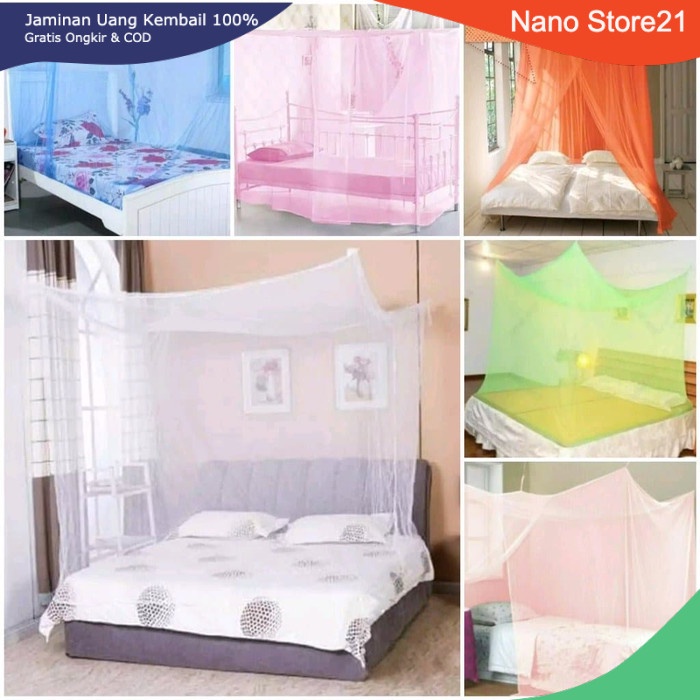 [300 gr] KELAMBU KASUR KOTAK UKURAN Jumbo 180 X 200 KELAMBU NYAMUK MANOHARA POLOS COD