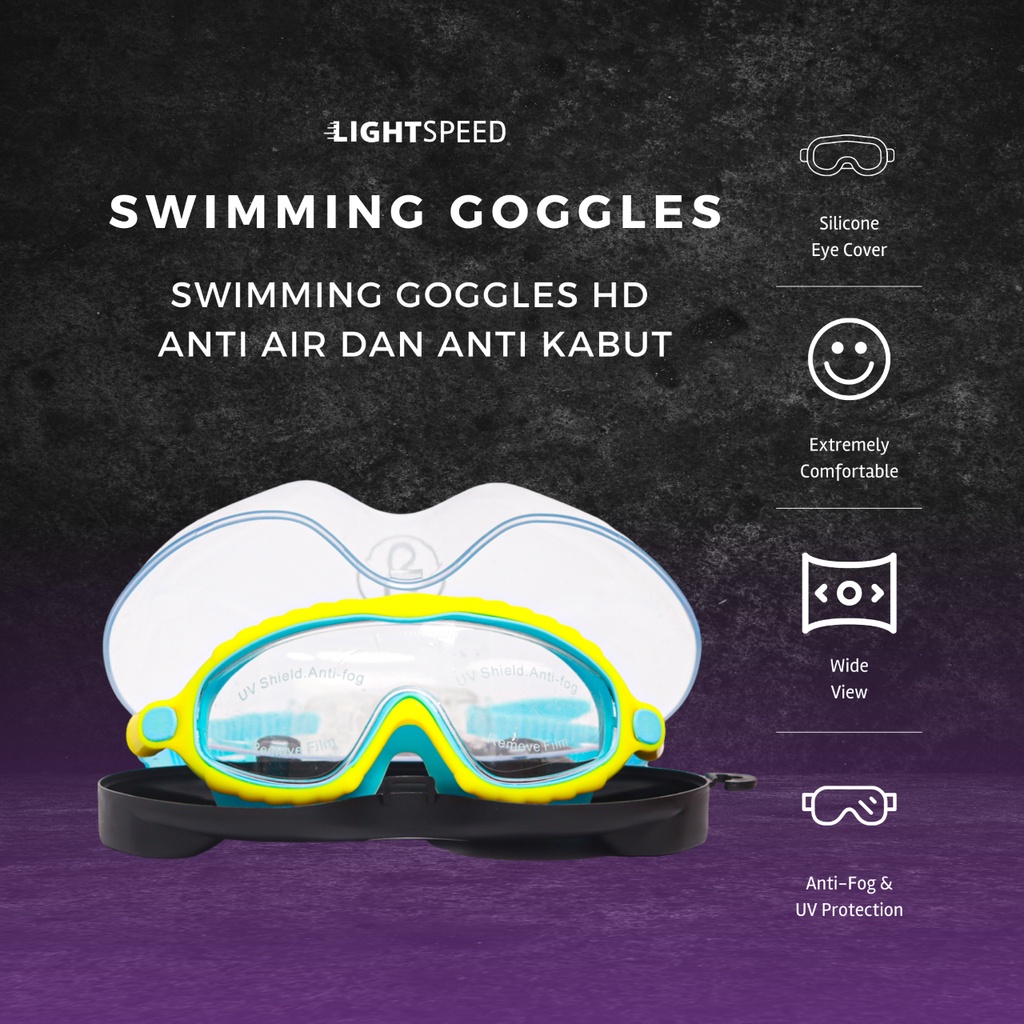 LIGHTSPEED KACAMATA RENANG / SWIMMING GOGGLES HD ANTI AIR DAN ANTI KABUT / KACAMATA ANAK-ANAK