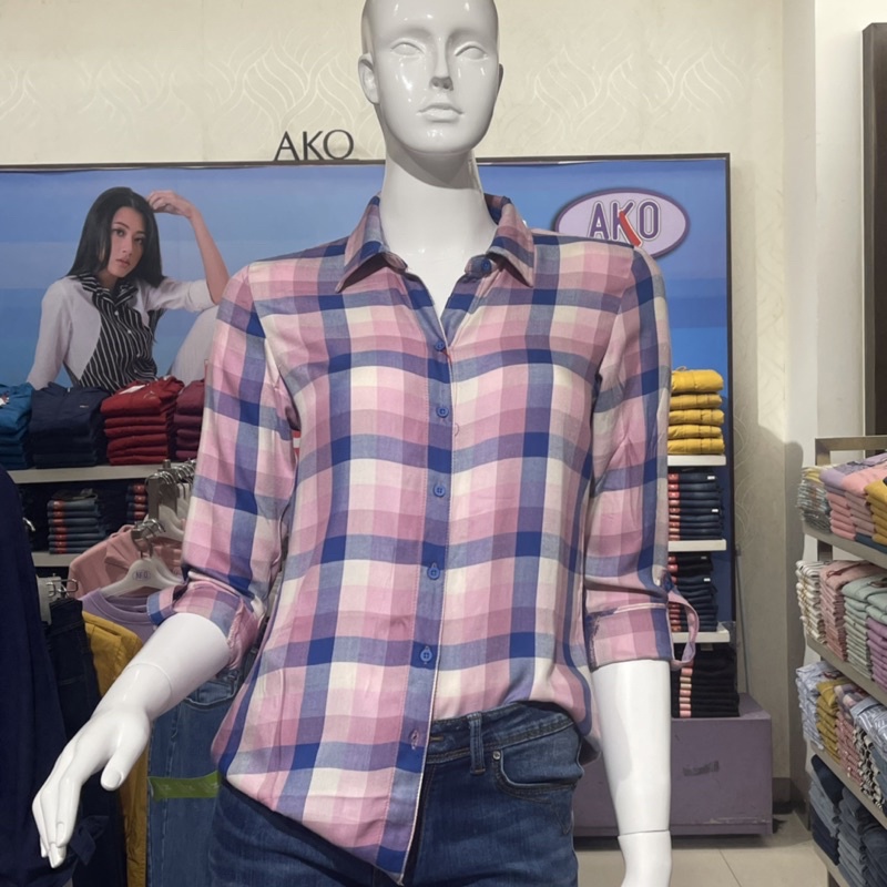 SALE Kemeja Wanita Kotak-Kotak AKO (S-XXL)