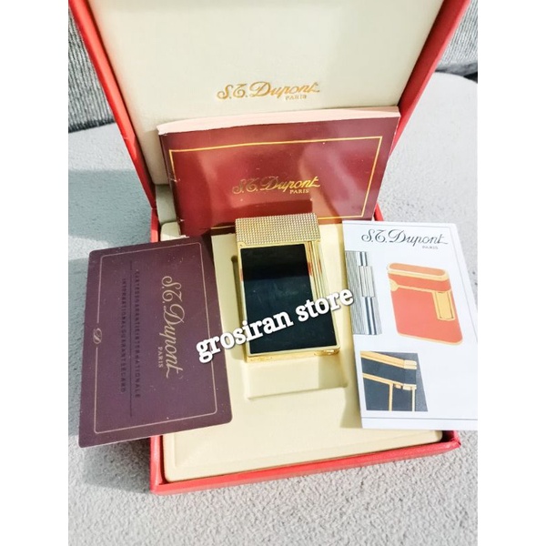 korek St Dupont Paris original marmer gold kartu sertifikat kado box