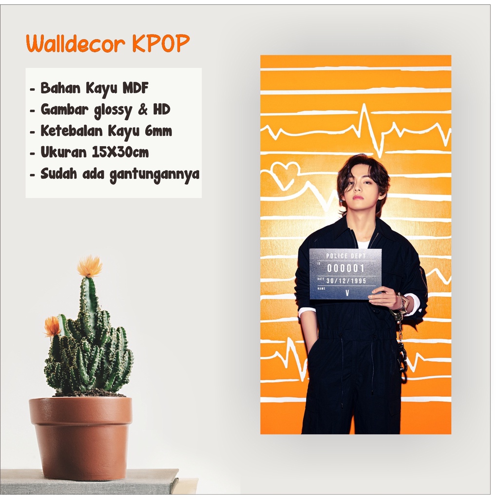 WALLDECOR BTS TAEHYUNG V BUTTER UKURAN 15X30 CM WALL DECOR POSTER KAYU HIASAN DINDING KPOP