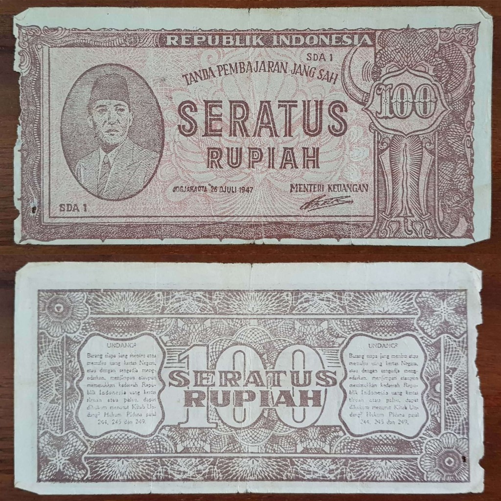 Uang Kuno 100 Rupiah Soekarno Tahun 1947