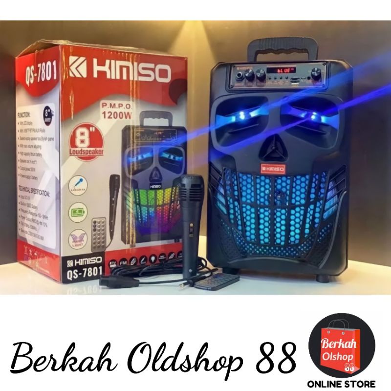 Speaker Bluetooth Karaoke KIMISO QS-7801 8inch plus mic karaoke + remote