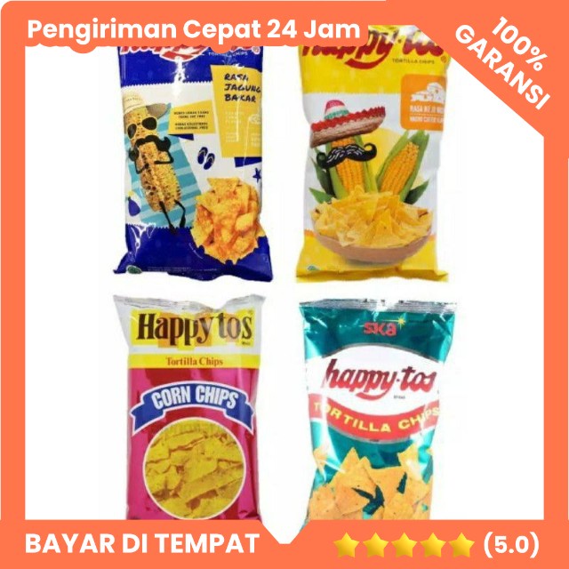 

Happy Tos 140gr/160gr Tortilla Chips Merah Hijau Pedas Hot Chilli Jagung Bakar Biru Nacho Cheese Keju Snack Hampers Rembang