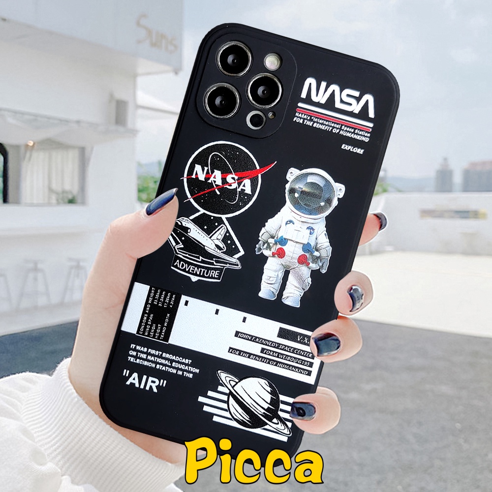 IPHONE Casing Ponsel Luar Angkasa Astronot Nasa Untuk Iphone11 14 13 12 Pro Max7 8 6 6s Plus XS Max XR X SE 2020 14 Pro Max Tepi Lurus Shockproof Soft TPU Cover