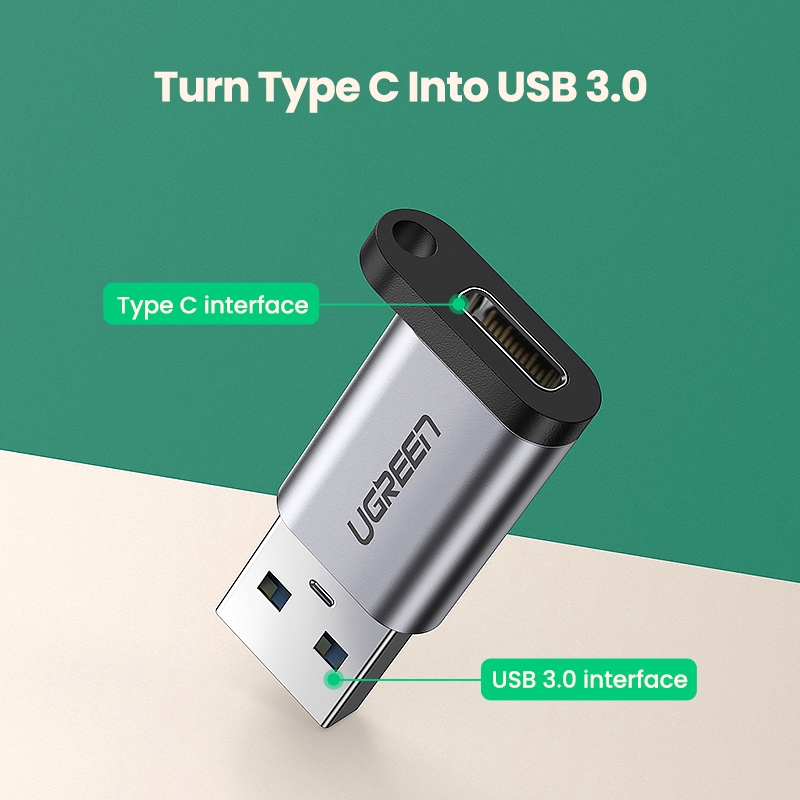 【Stok Produk di Indonesia】Ugreen Adapter USB 3.0 2.0 Male Ke USB 3.1 Tipe C Female Untuk Laptop / Samsung / Xiaomi 10