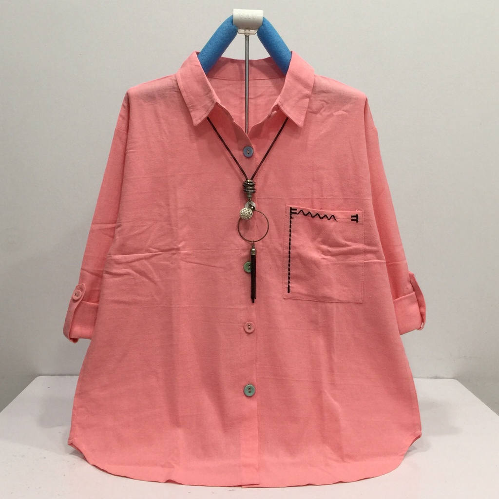GOLDENBUZZERS B318 ATASAN KEMEJA WANITA KATUN LINEN IMPORT SIZE XL LD 106CM-1