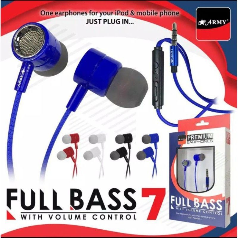 HEADSET ARMY FULL BASS HANDSFREE EARPHONE ARMY FULL BASS