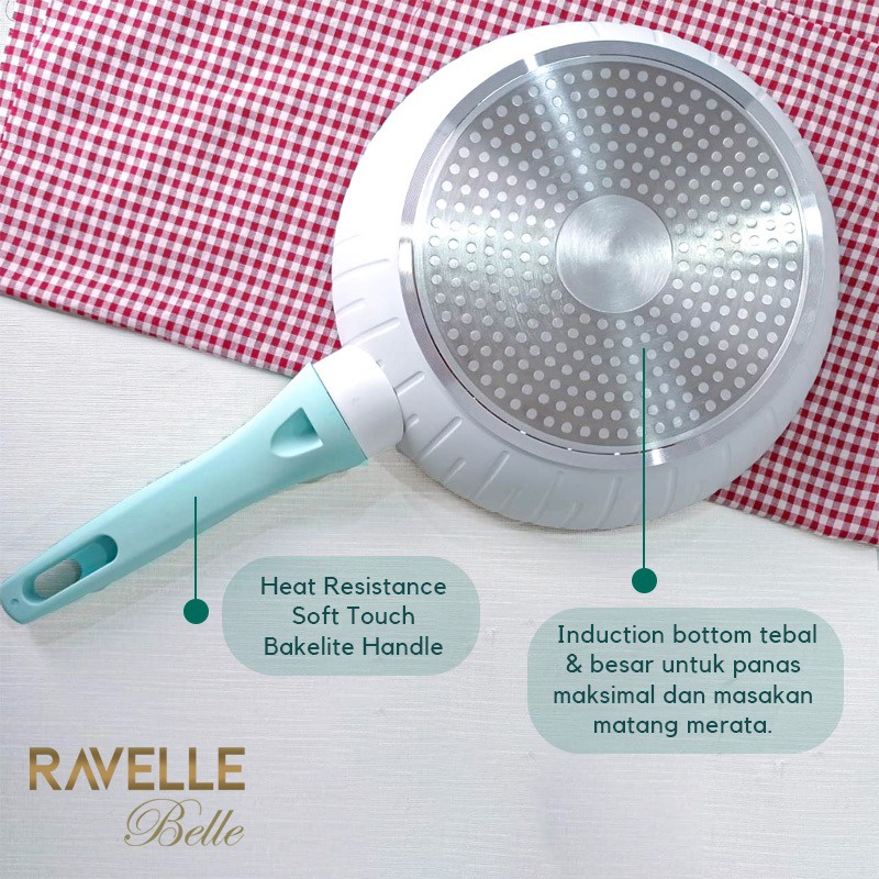 Panci Ravelle Belle - Wajan Penggorengan Anti Lengket - Fry Pan 24Cm  TANPA TUTUP - Panci Korea Anti Lengket - Granite Titanium USA-7