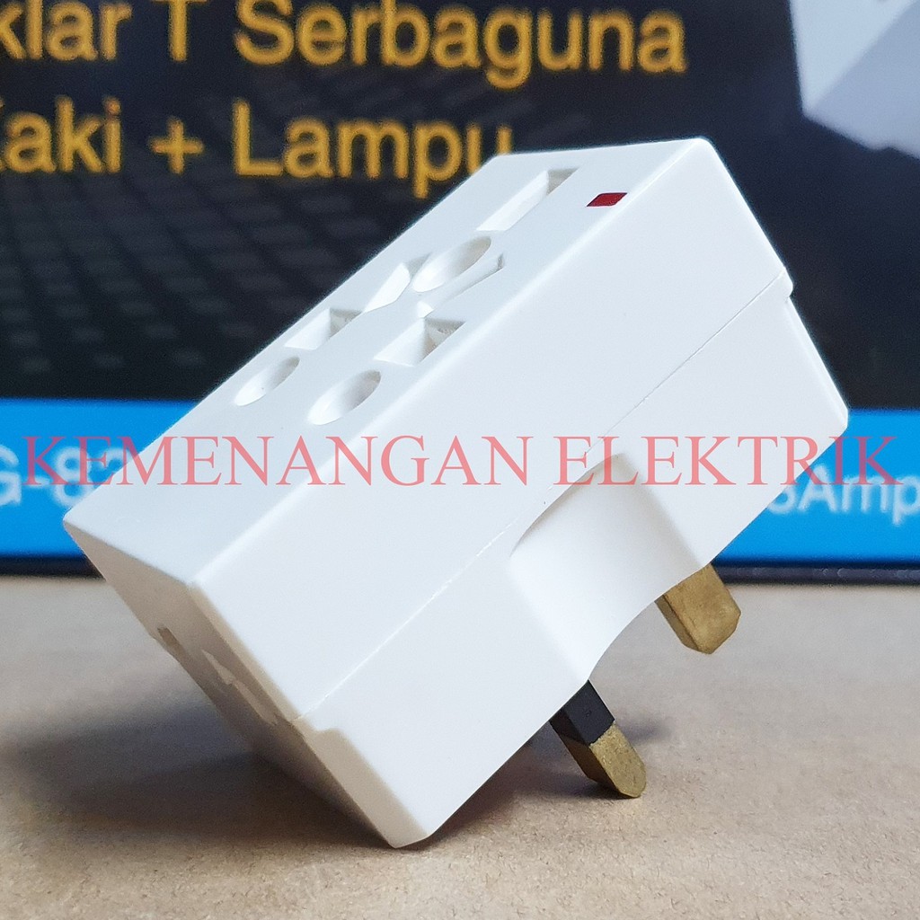 BRIGHT-G 8307 OVERSTEKER T SERBAGUNA KOMBINASI KAKI 3 / OVER STEKER LAMPU / STEKER T BRIGHT G / TRAVEL ADAPTOR CHARGER LUAR NEGERI TEE KAKI 3