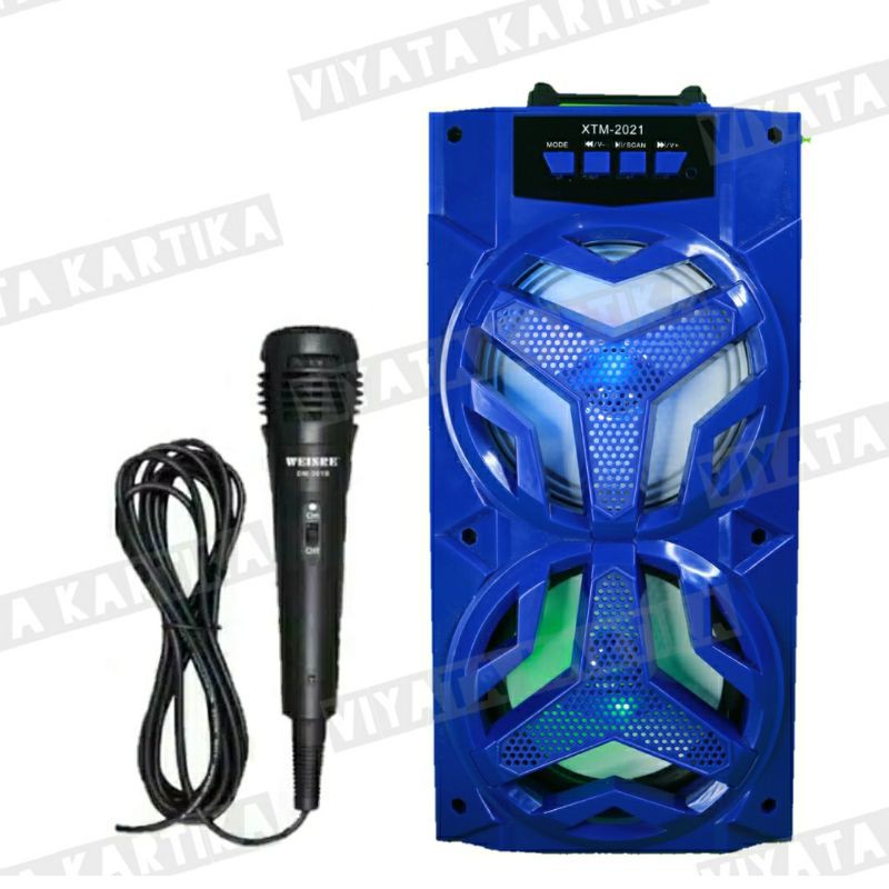 mic dan speaker bluetooth karaoke double bass hight sound xtm-2021 karokean sepuasnya