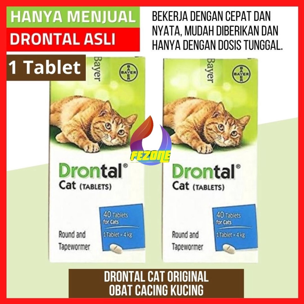 Obat Cacing Kucing / Drontal Cat 1 Tablet FEZONE