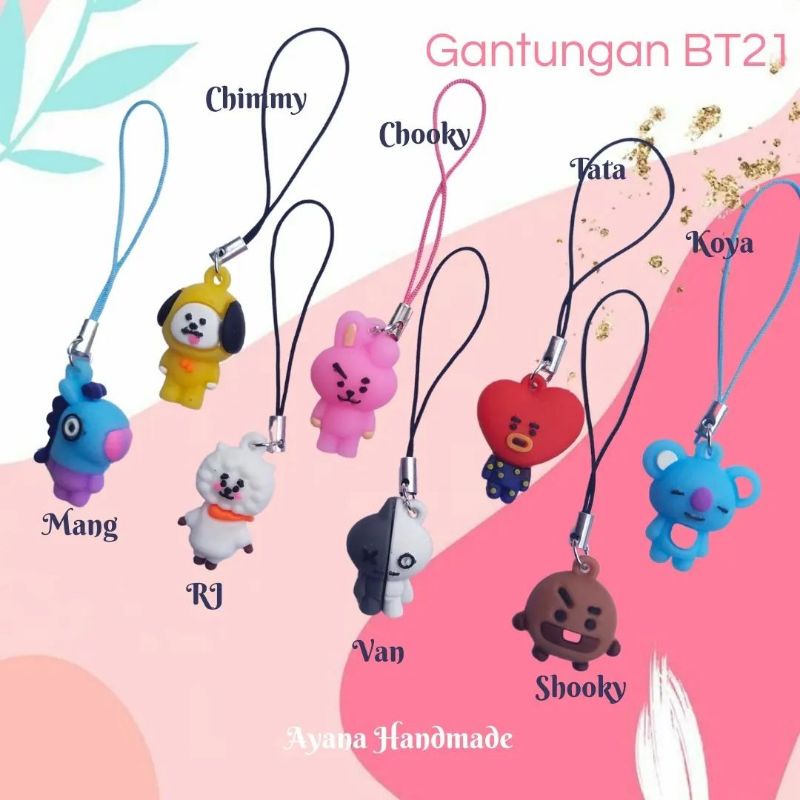 Gantungan BTS BT21 Gantungan Flashdisk Gantungan Hp Handphone Kunci Tas