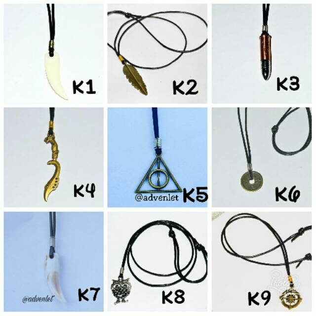 Advenlet - Kalung Liontin Triangle/Peluru/Bulu/Taring/Kompass Termurah