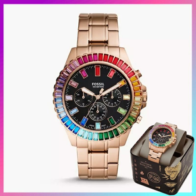 Jam Tangan Wanita Merk Fossil Original Type LE-1069 Stainless Baterai Free Box