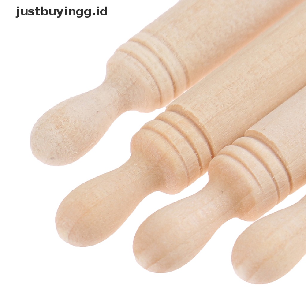 Justbuyingg.Id 6pcs / Set Mainan Miniatur Rolling Pin Kayu Aksesoris Dapur Rumah Boneka 1: 12