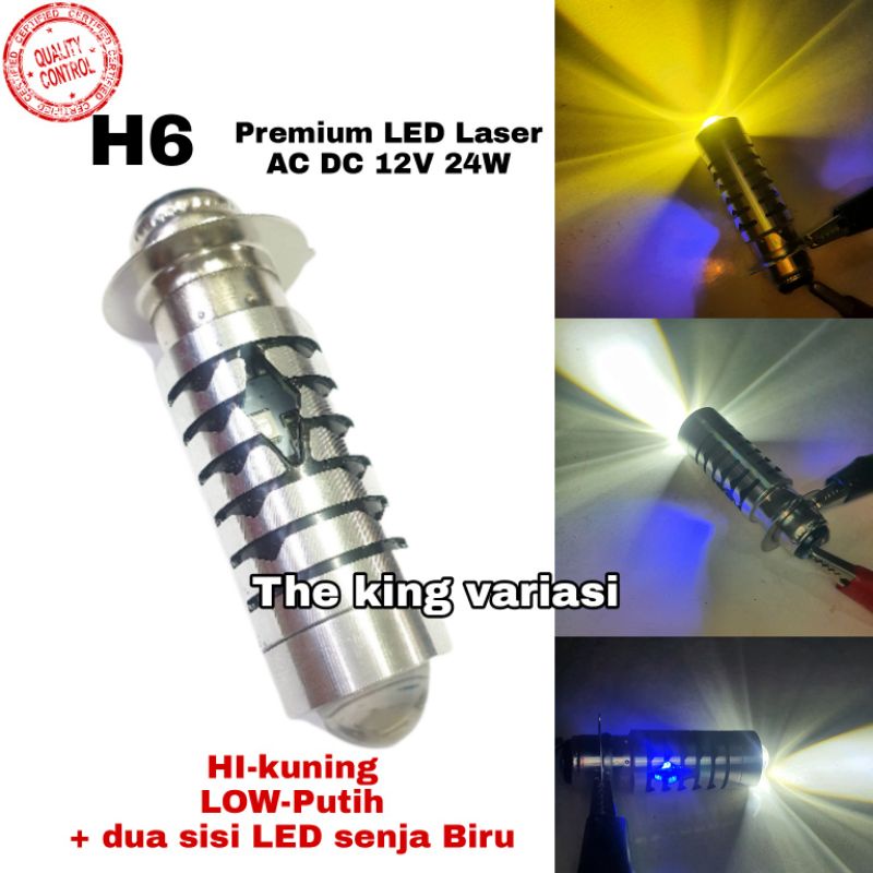 LAMPU H6 LASER SENJA/LAMPU UTAMA MOTOR LED LASER H6 AC DC 12V 24W PUTIH KUNING/LAMPU UTAMA MOTOR BEB