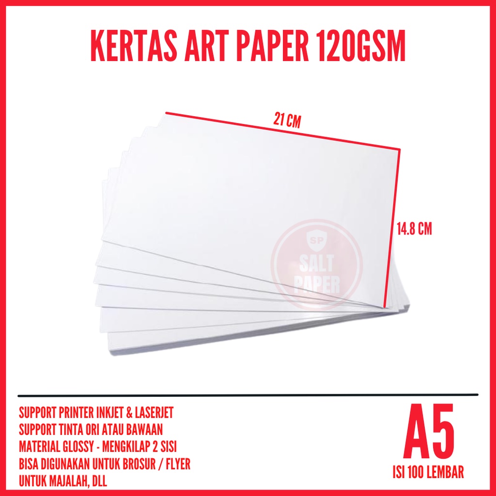 

Kertas Art Paper A5 isi 100 lembar / Kertas Brosur A5
