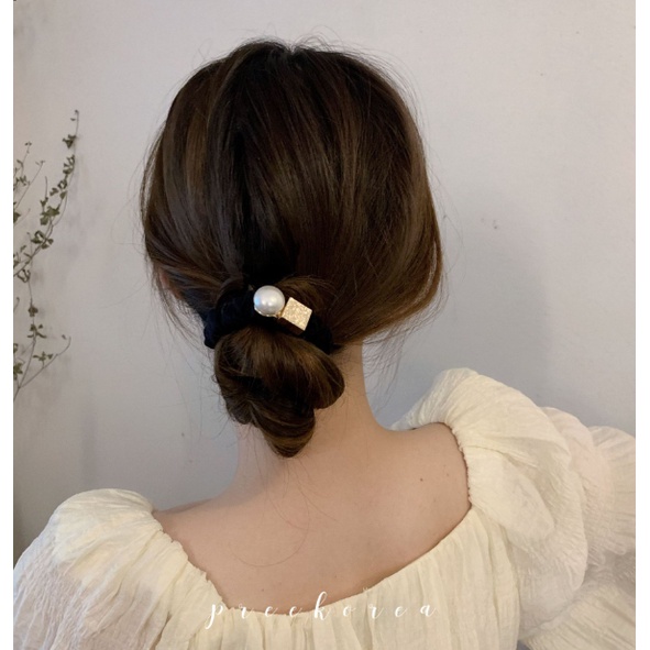 Ikat Tali Rambut Korea Karet Rambut Pita Scrunchies Mutiara Elin