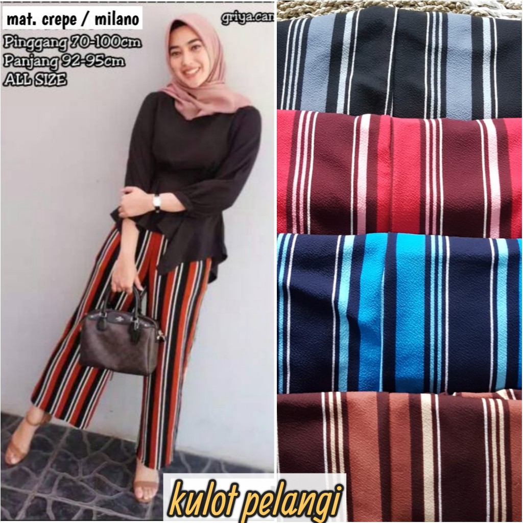 [100ribuan dapat 4 pcs] PAKAIAN WANITA CELANA KULOT PANJANG WAFEL CREPE. ootd. buat harian