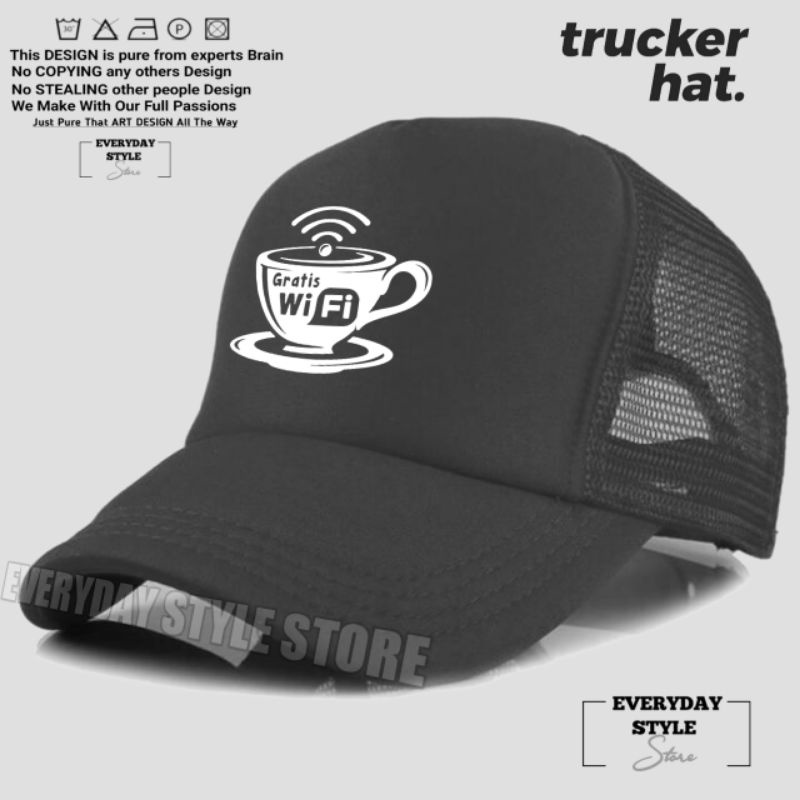 Topi COFFE GRATIS WIFI Trucker Jaring