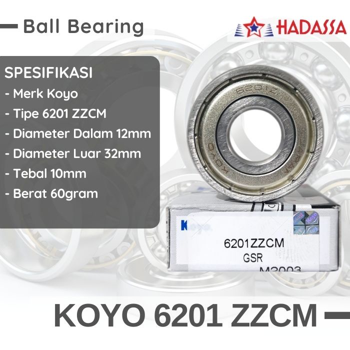 Ball Bearing Koyo 6201 ZZCM As 12mm