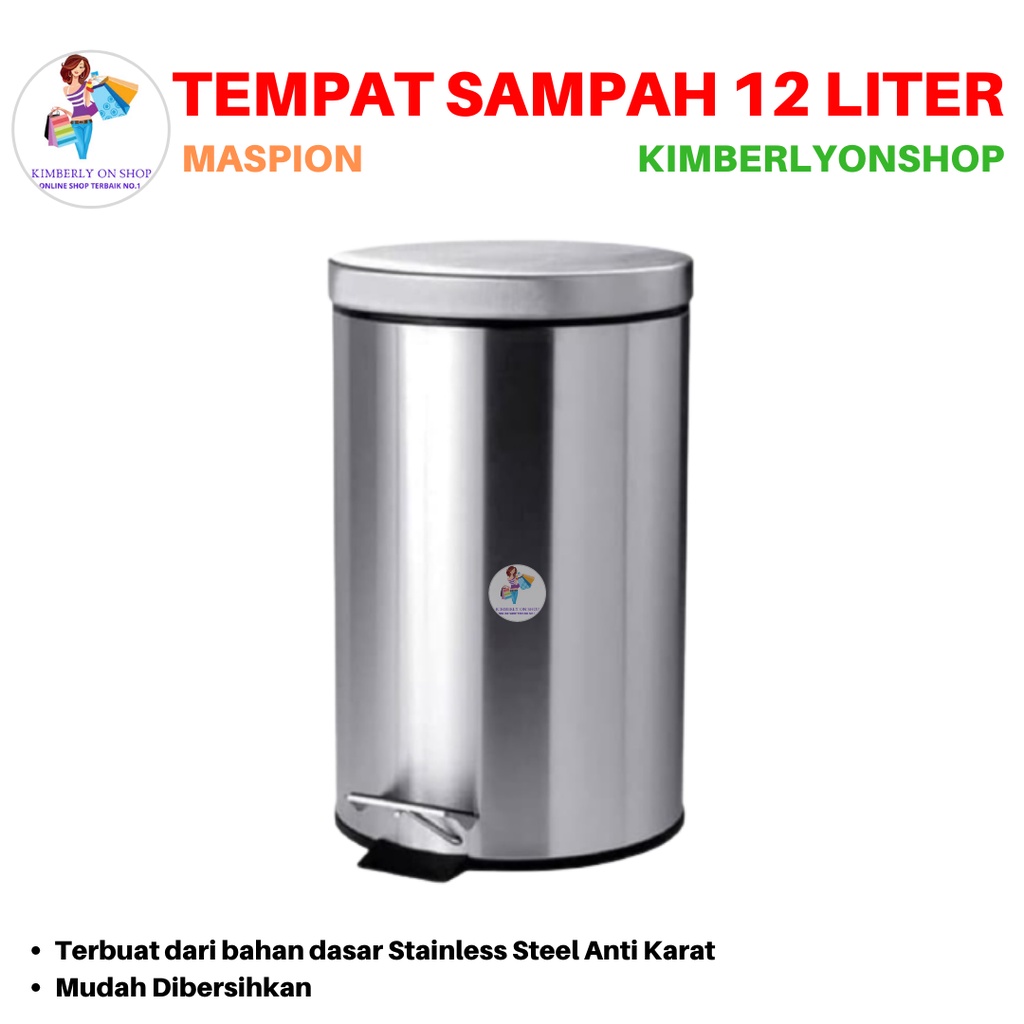 Tempat Sampah Dust Bin Injak Stainless Steel 12 Liter Maspion