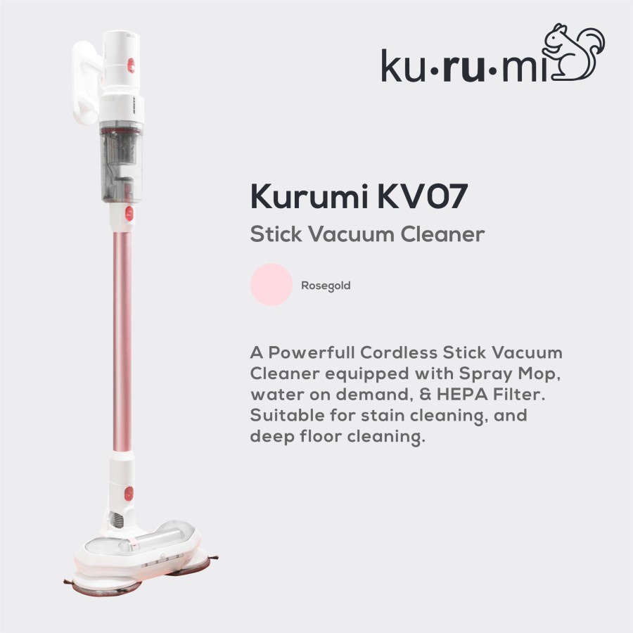 Kurumi KV 07 Powerful Cordless Stick Vacuum Cleaner with Spray Mop