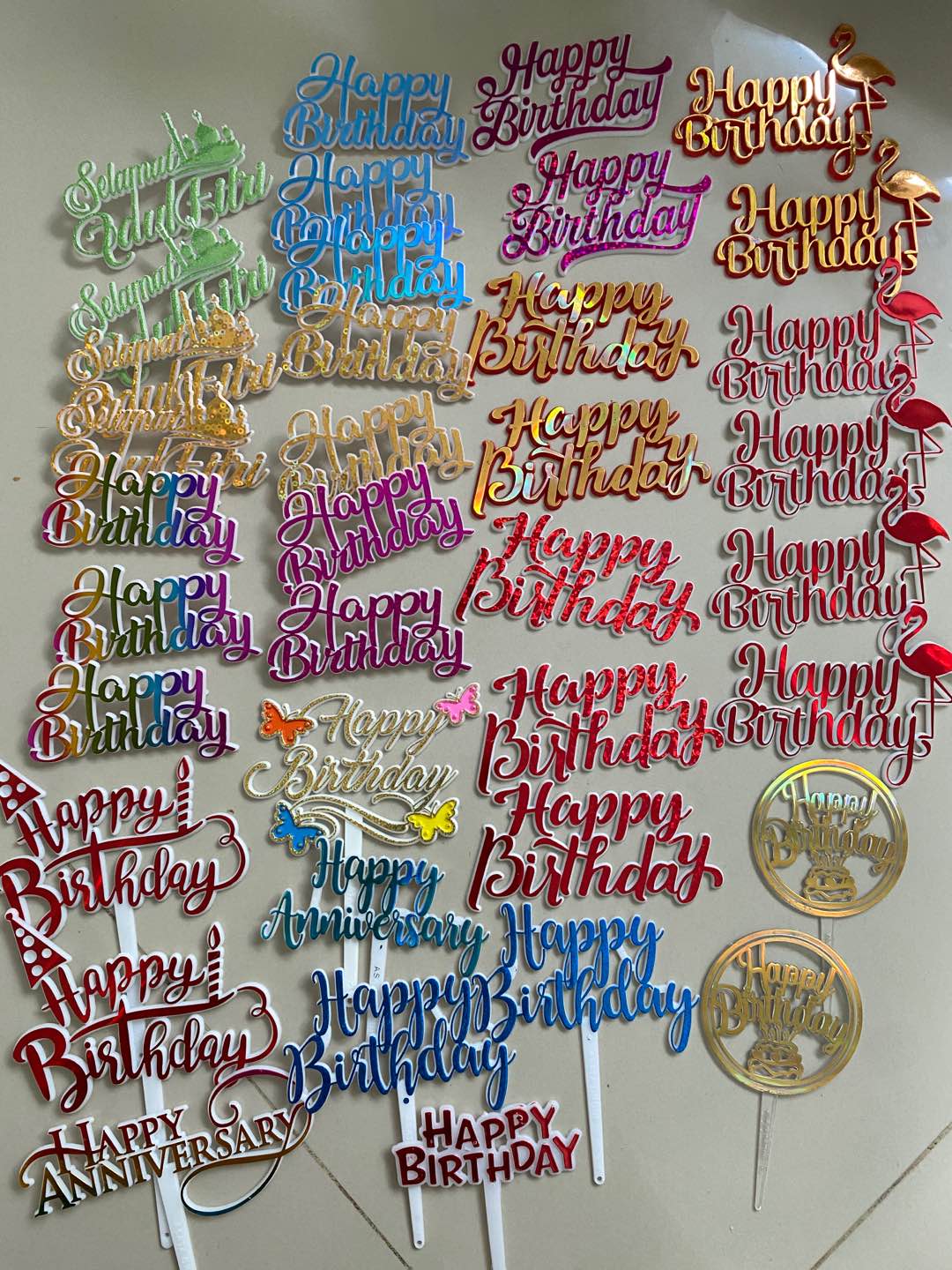 Ti-0064-f Cake Topper Tulisan Happy Birthday Tempel Emas