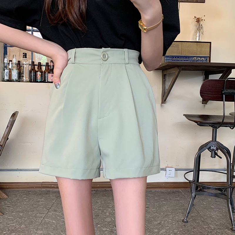 celana pendek wanita kasual High Waist Straight Shorts Korean style