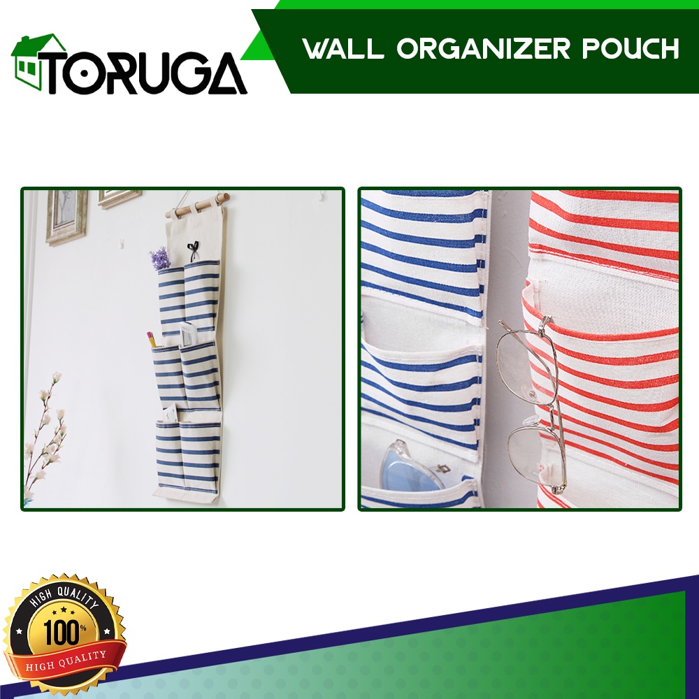 Wall Organizer Tempat Remote Kosmetik Dinding Pouch Gantung 6 Sekat Serbaguna