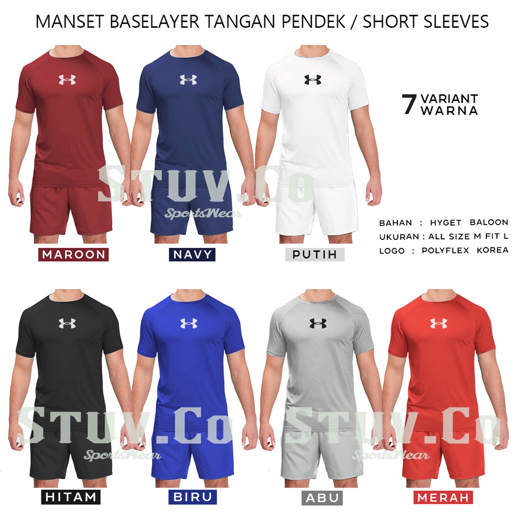 BASELAYER SHORTSLEEVE LENGAN PENDEK JOGGING LATIHAN GYM FITNESS RENANG SEPEDA VOLI BADMINTON