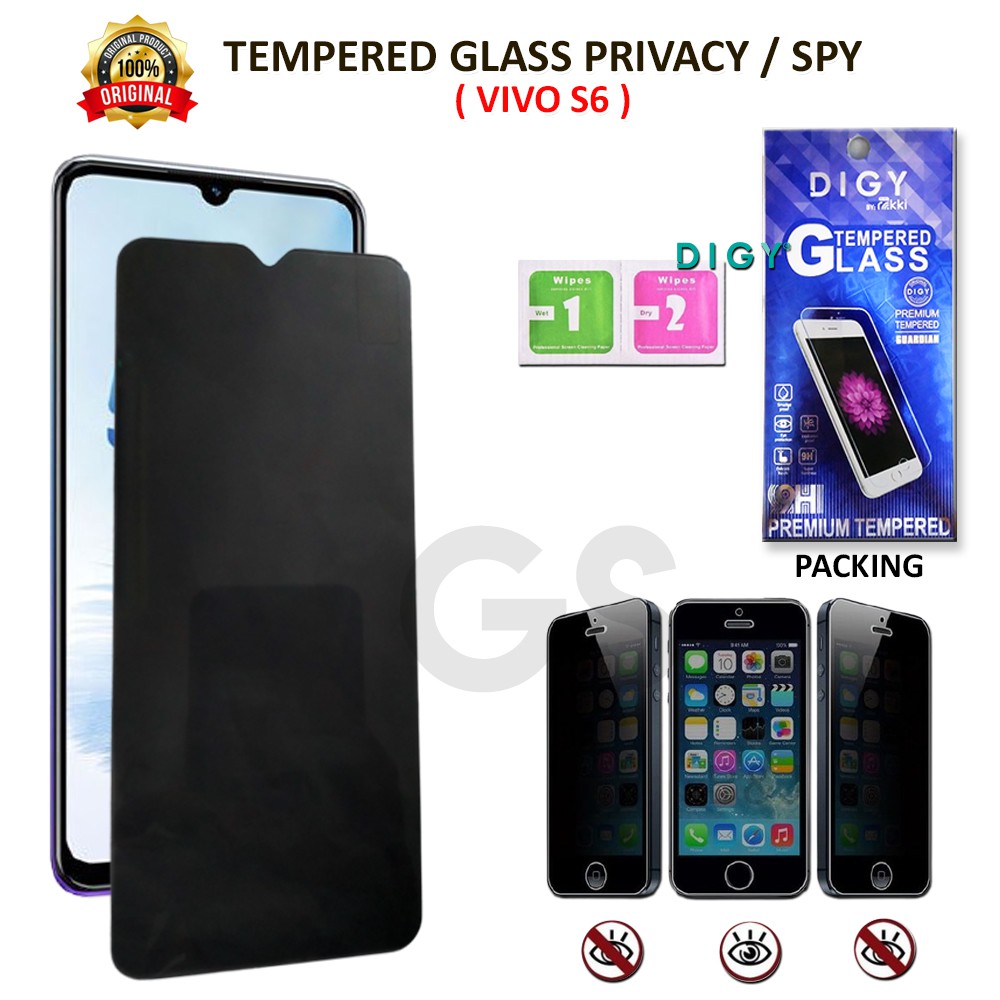 Tempered Glass Anti SPY S6 A1K C2 V20SE Y11 Y12 Y15 A5S X50 Y52S Y70S