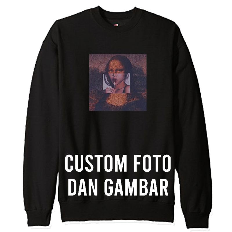  Custom  Sweater Crewneck  gambar dan tulisan bisa satuan  