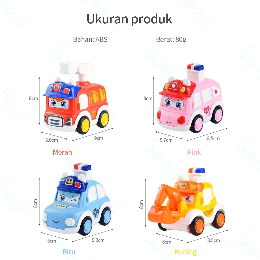 Sweetybayi Mainan mobil mobilan drive inertial  mainan anak bayi kendaraan 4 warna