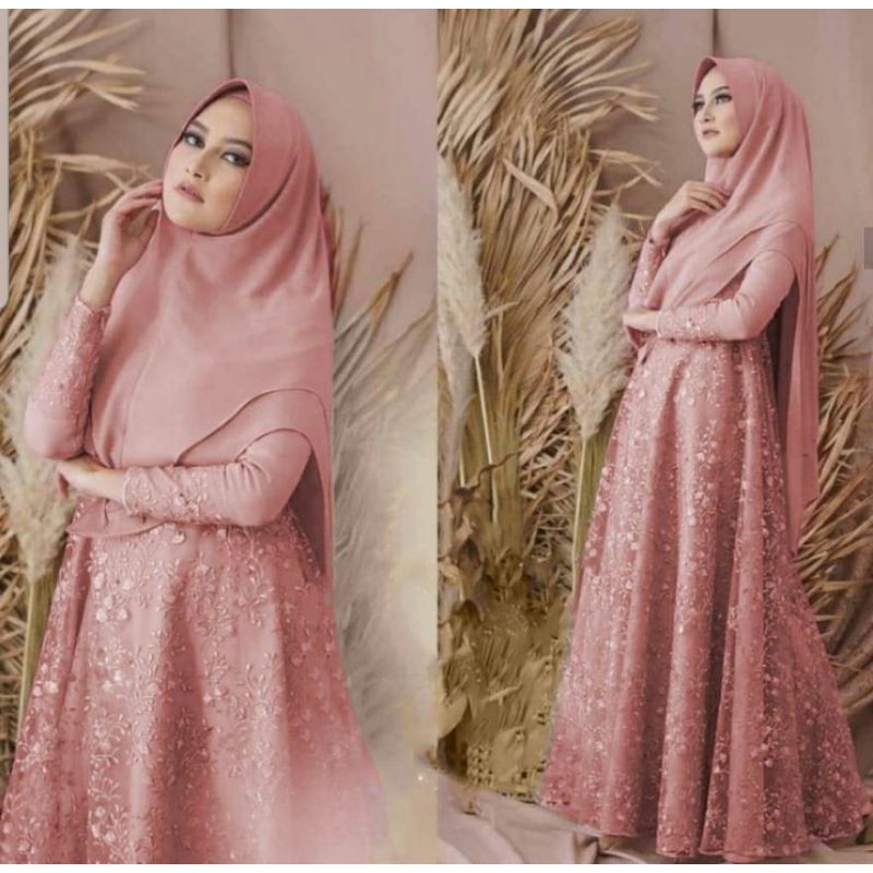 G4 - SYARI GAMIS ARIANA BAHAN MOSCREPE KOMBINASI TILE MUTIARA LAPIS FURING REALPICTURE