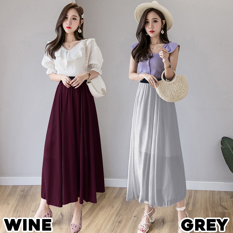 (1103 ROK)Chiffon Long Skirt/Rok sifon/Rok Panjang