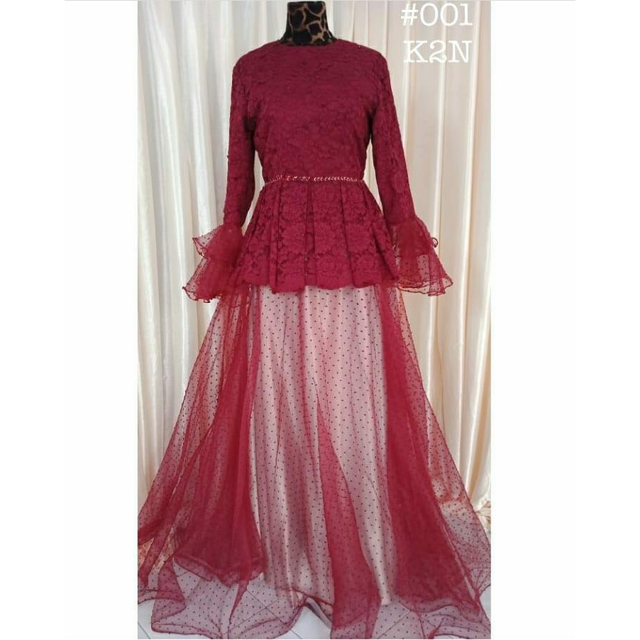 LONG DRESS WEDDING DRESS BRIDESMAID DRESS MURAH MAROON