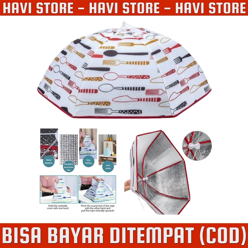 Tudung Saji Lipat Jumbo Payung Penutup Makanan Aluminium Penahan Panas