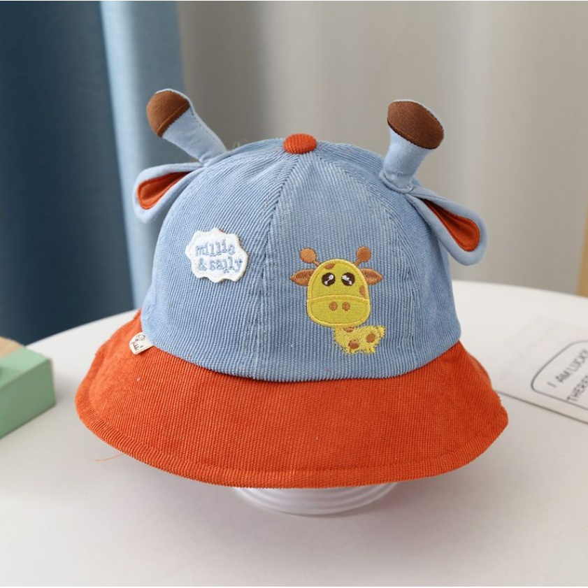 BUCKET TOPI ANAK MILLIE N SALLY GAMBAR JERAPAH TANDUK FASHION TOPI BAYI KEKINIAN CBKS VC-Bucket Millie Denim