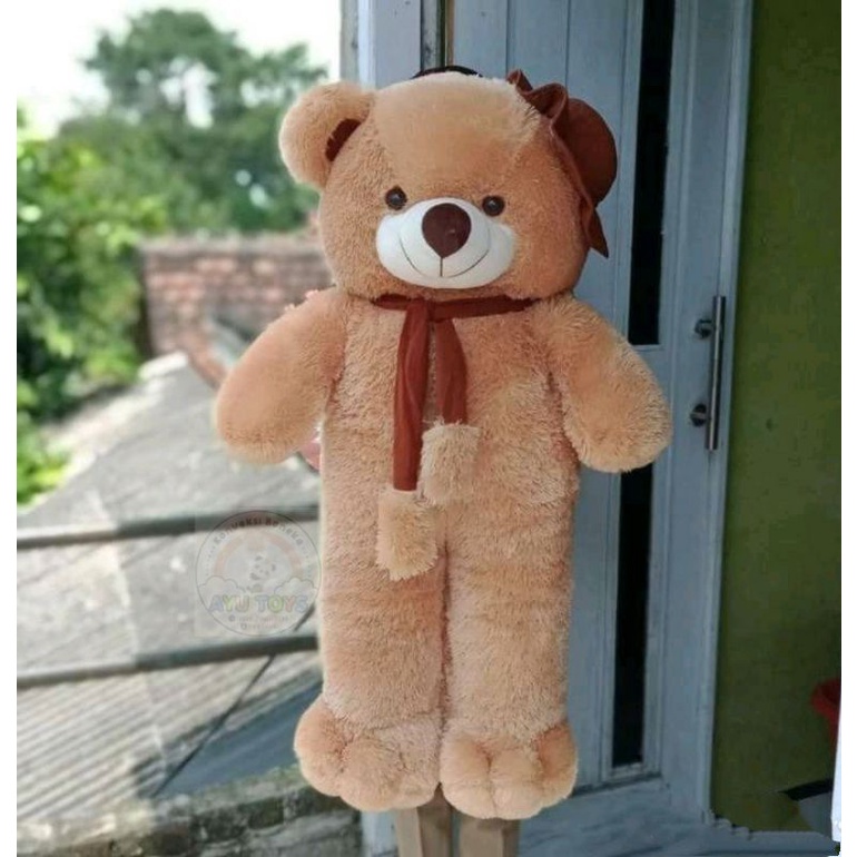 Boneka teddy bear syal topi telapak JUMBO 90cm