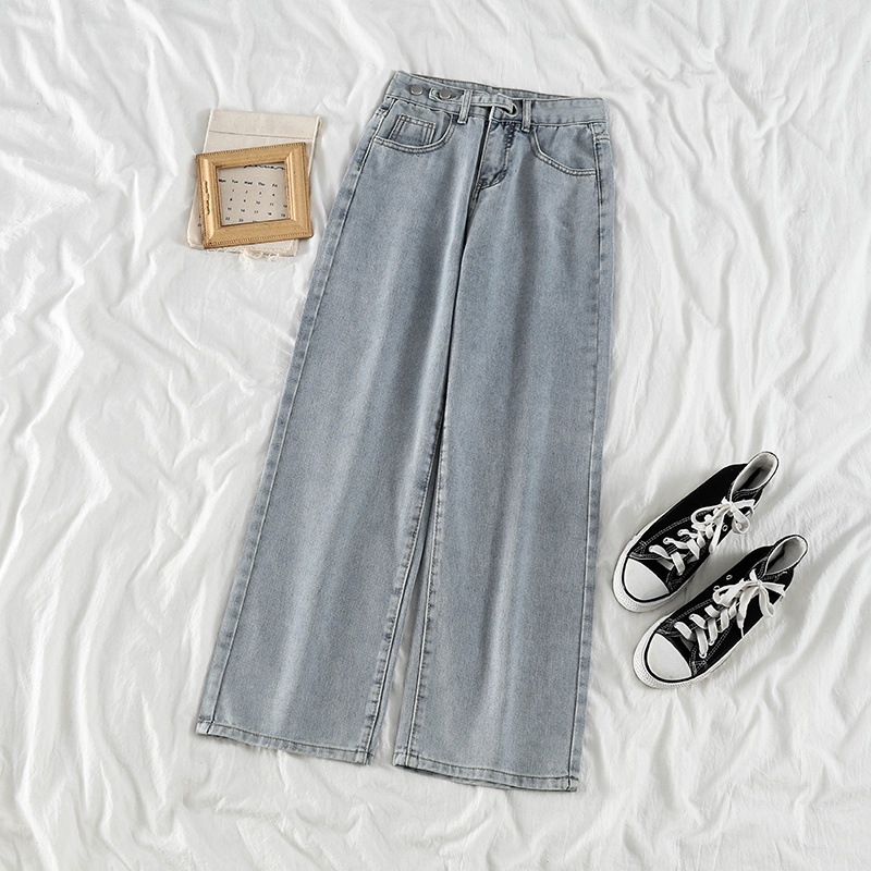 korean style new high waist longgar kulot celana jeans panjang wanita(gambar fisik)