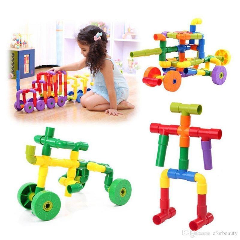 Mainan anak kecil meningkatkan kemampuan motorik Pipe Blok Lebih BESAR BANYAK ISINYA PUZZLE BLOCK mo